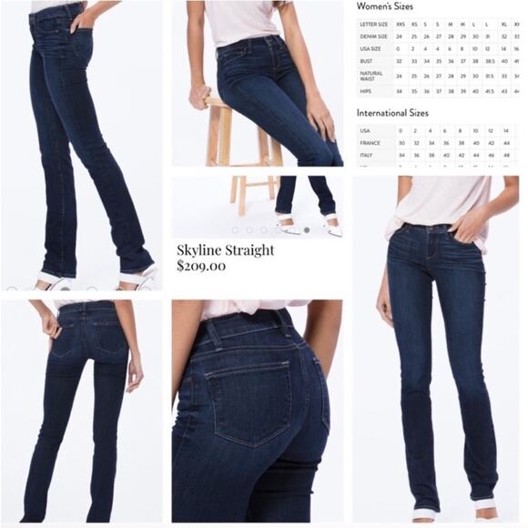 Paige Womens Jeans SIze 27 Skyline Straight Denim Dark Blue - Picture 2 of 8